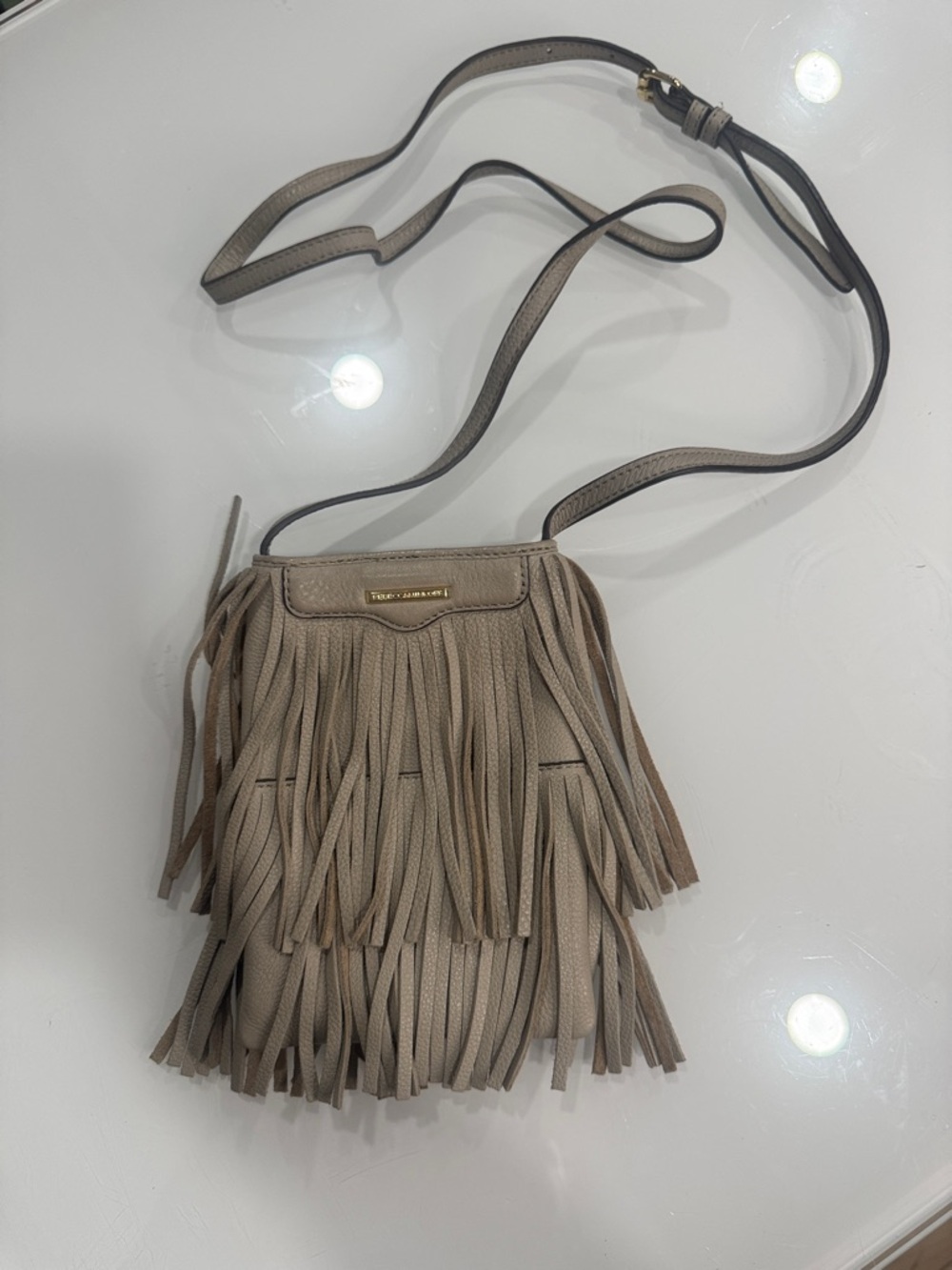 Rebecca Minkoff Taupe Fringe Crossbody Bag